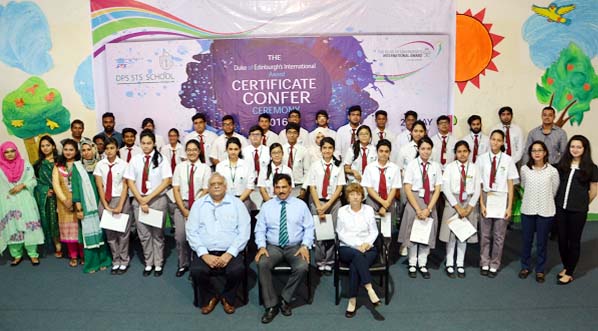 Students of the DPS STS School, Dhaka are seen at the certificate confer ceremony of the Duke of Edinburgh's International Award held in the city recently. A total number of 27 students of DPS STS School Dhaka received the Duke of Edinburgh's Internatio