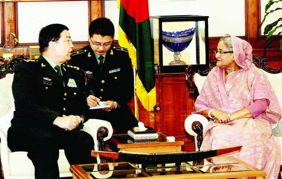 Chinese Defense Minister Chang Wanquan called on Prime Minister Sheikh Hasina at Ganobhaban on Monday.