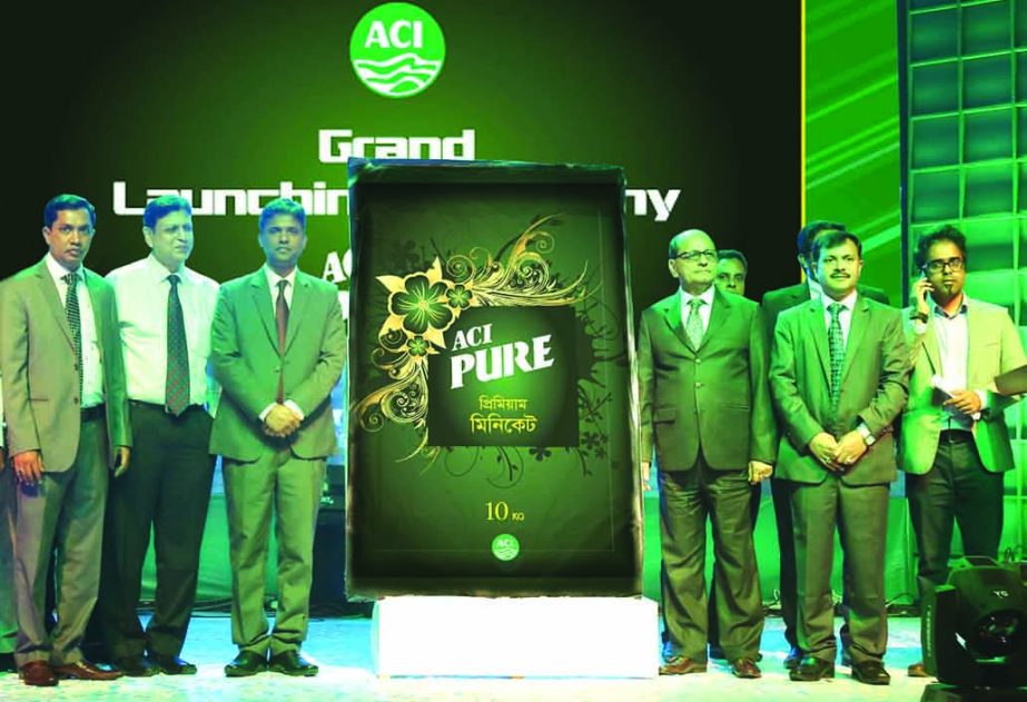 Syed Alamgir, Executive Director of ACI Consumer Brands, Anup Kumar Saha, Business Director and Moinur Rahman, Business Operations Manager of ACI Foods Ltd. with other high officials were present at the launcing vceremony of ''ACI Pure Premium Minikate