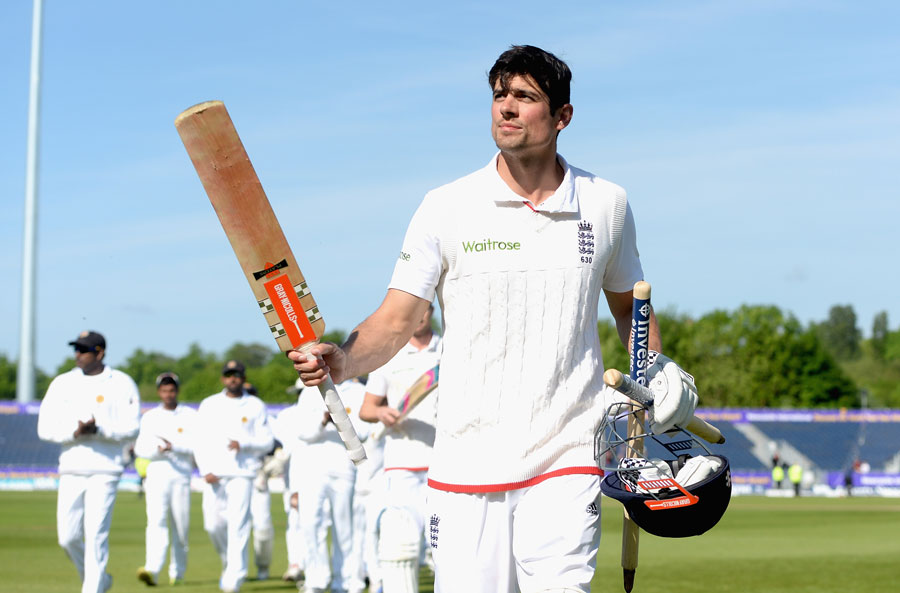 Alastair Cook salutes the crowd after victory at Chester-le-Street against Sri Lanka on the 4th day of 2nd Test at Chester-le-Street on Monday.