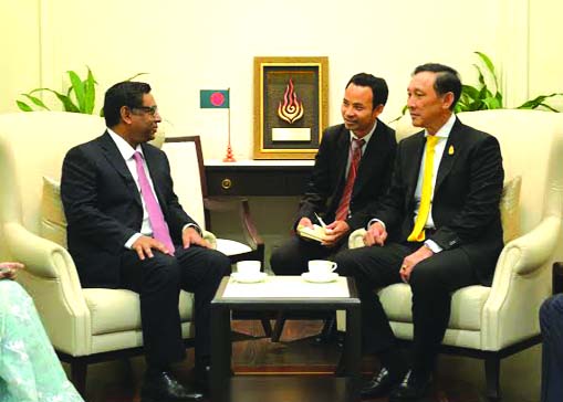 Nasrul Hamid, State Minister for Power, Energy and Minarel Resources meets with Thailand's Energy Minister General Anantaporn Kanjanarat, in Bankok on Wednesday. Nasrul invited Thailand's government to participate in exploring oil and gas in offshore bl