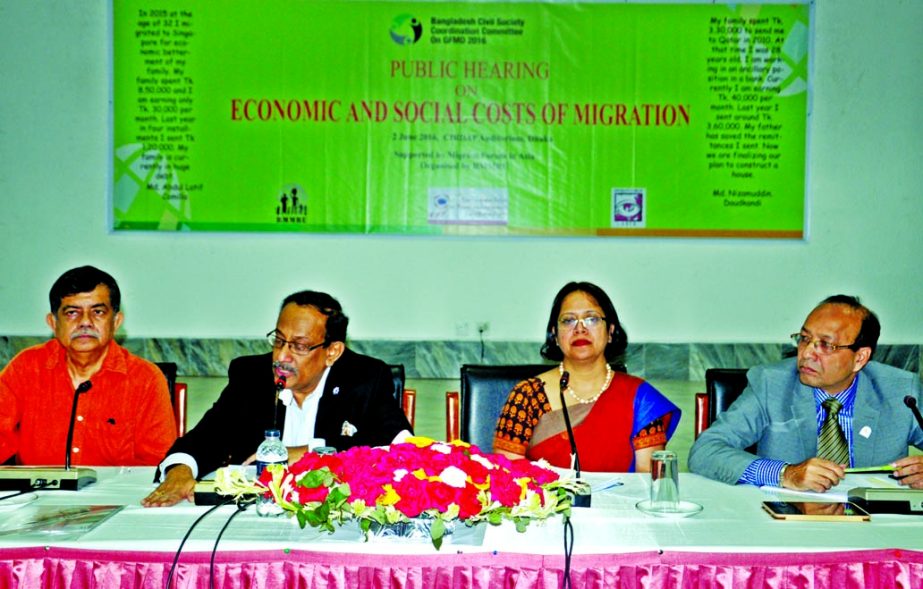 Foreign Secretary Shahidul Haque speaking at a seminar on 'Economic and Social Costs of Migration' at CIRDAP auditorium in the city on Thursday.