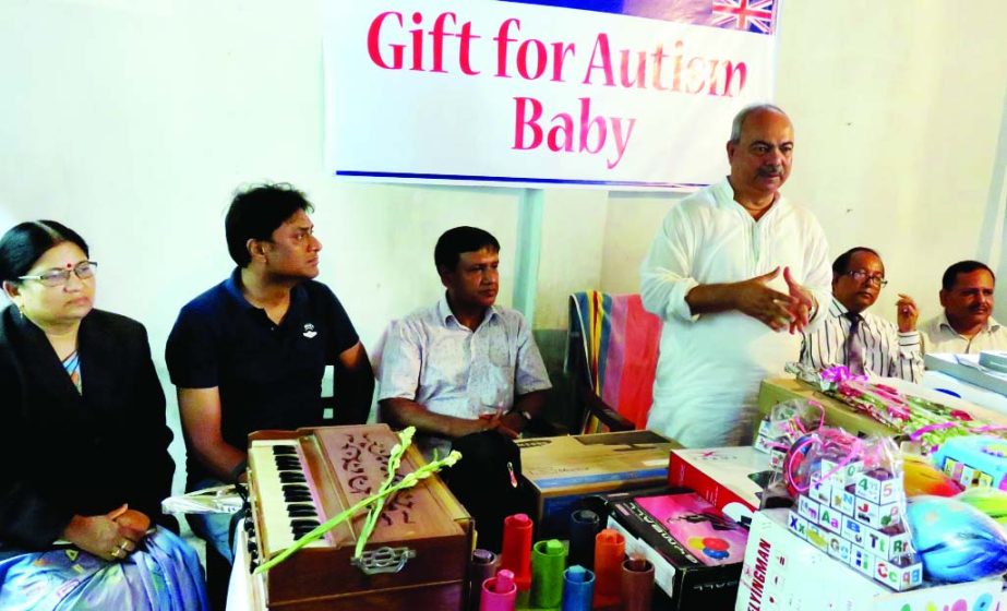 KISHOREGANJ: District Council Administrator Adv Zillur Rahman speaking at a donation distribution ceremony of Handicapped School on Thursday .