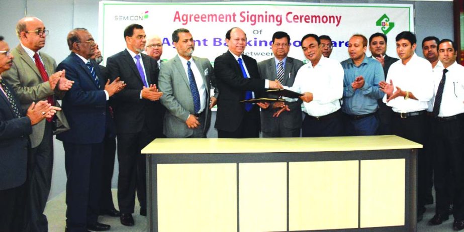 Standard Bank Limited (SBL) and Semicon Pvt. Ltd. recently signed an agreement for SBL Agent Banking software. In presence of Managing Director and CEO Md. Nazmus Salehin, Deputy Managing Director Quazi ASM Anisul Kabir and Chairman & Mnaging Director of