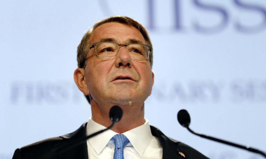 US Secretary of Defense Ashton Carter speaks at the 15th International Institute for Strategic Studies (IISS) Shangri-La Dialogue in Singapore on Saturday.