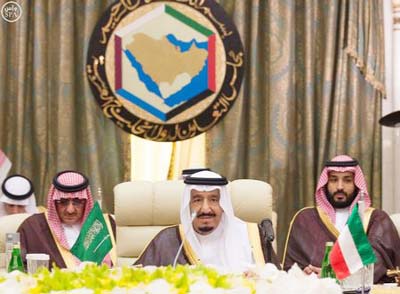 Saudi King Salman (C) attends a Gulf Cooperation Council (GCC) summit in Jeddah, Saudi Arabia.