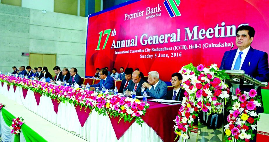Premier Bank's Chairman Dr. H.B.M. Iqbal presided over the 17th Annual General Meeting (AGM) in the city on Sunday. Vice Chairman Mohammad Imran Iqbal and others Directors of the Bank B.H.Haroon, MP, Abdus Salam Murshedy, Shah Md. NahyanHaroon, Ex-Vice