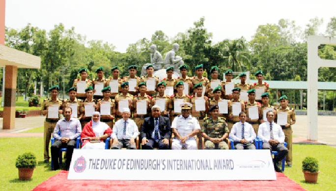 Students of Sylhet Cadet College are seen at a photo-show after getting awarded with the Duke of Edinburgh's International Award in Bronze level recently.