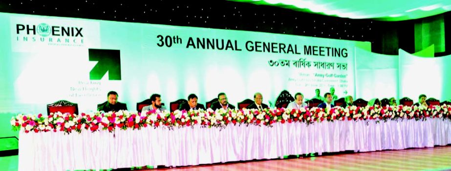 Mohammed Shoeb, Chairman of Phoenix Insurance Company Limited, presiding over its 30th AGM at Army Golf Club in the city recently. The AGM approves 18 percent cash dividend for its shareholders for the year 2015.