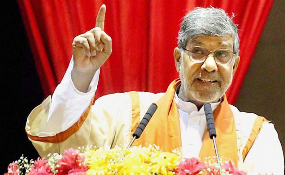 Nobel Laureate Kailash Satyarthi speaking at the opening of the 2016 Nobel Peace Prize Forum held under the auspices of the Norwegian Nobel Institute in Minneapolis on Monday.