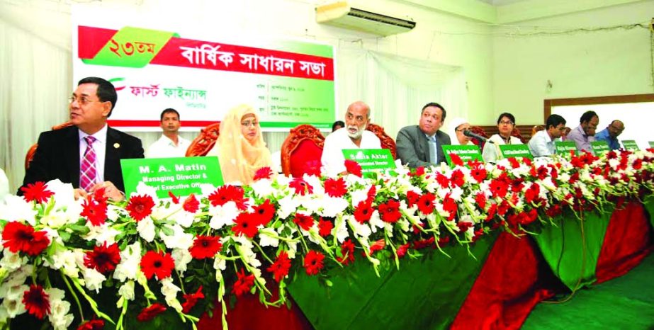 The 23rd AGM of First Finance Limited held on June Thursday in the city. The Meeting was presided over by A.Q.M Faisal Ahmed Chowdhury, Chairman of the company. Other Directors along with high officials of the company were also present in the Meeting.