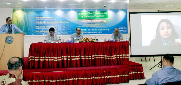 Speakers are seen at a workshop on Bamboo Fibre held at Southeast University in the capital recently.