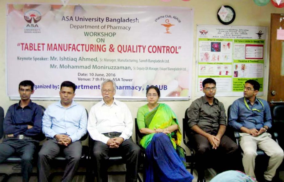 A view of the workshop on "Tablet Manufacturing and Quality Control"" at ASA University Bangladesh on Friday."