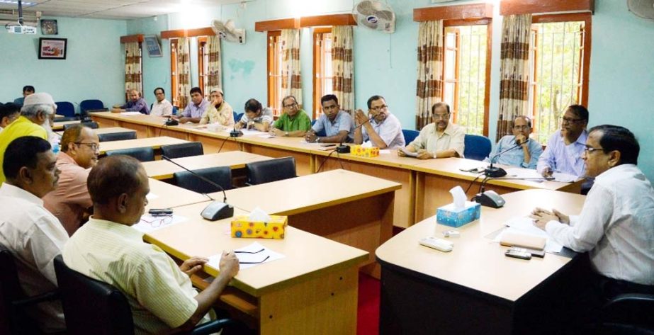 Prof Dr Faruk-Uz-Zaman, VC, Chittagong University of Engineering and Technology(CUET) addressing at a coordination meeting on budget and tax at office on Sunday.