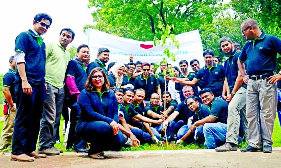 Kevin Lyon, Chevron Bangladesh President, attends at a tree plantation drive at Gulshan Central Park on Monday marking the World Environment Day-2016. Operations Director Gordon Murray and External Affairs Director Naser Ahmed, among others, were present.