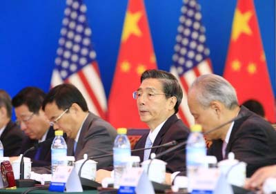 China's Minister of Public Security Guo Shengkun speaks during the Second U.S.-China High-Level Joint Dialogue on Cybercrime and Related Issues at Diaoyutai State Guesthouse in Beijing on Tuesday.