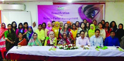 BARISAL : Participants with trainers after the concluding session of the five day-long training of women entrepreneurs on beautification and parlour management in Barisal on Thursday.