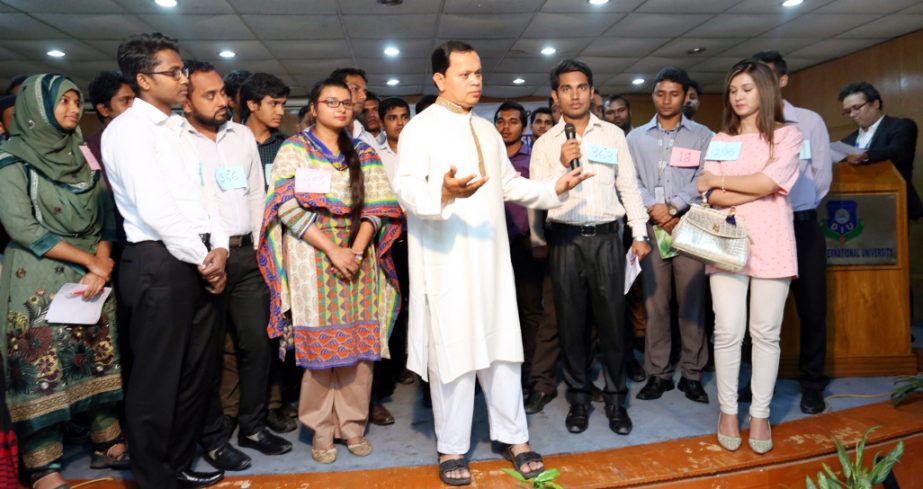 Md. Sabur Khan, Chairman, Board of Trustees, Daffodil International University addressing the apprentices at the grooming session of 'Apprenticeship Project' organised by Daffodil International University in the city recently.