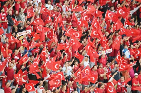 Turkish flags at the team's Euro 2016 match against Czech Republic in Lens on Tuesday.