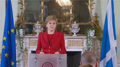 Scotland's First Minister Nicola Sturgeon speaking following the result of the EU referendum.