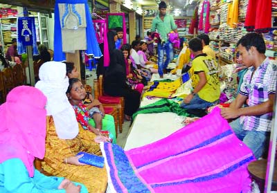 NARSINGDI: A view of Eid shopping at Index Plaza at Narsingdi Station Road on Friday.