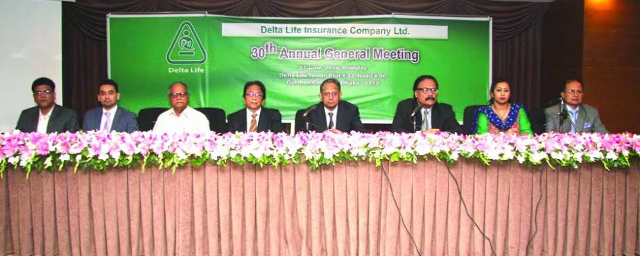 Monzurur Rahman, Chairman of Delta Life Insurance Company Ltd, presiding over its 30th Annual General Meeting at its tower in the city on Monday. Swapan Kumar Sarkar, FCA, Chief Executive Officer, among others, was prersent. The AGM approves 18 percent ca