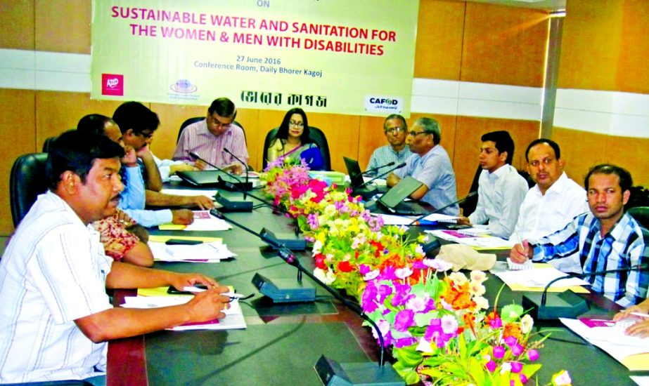 A roundtable discussion titled "Sustainable Water and Sanitation for the Women & Men with Disabilities"" held on Monday at the Conference Room of the Daily Bhorer Kagoj in the city. Chief Engineer of Department of Public Health and Engineering Engr. Md."