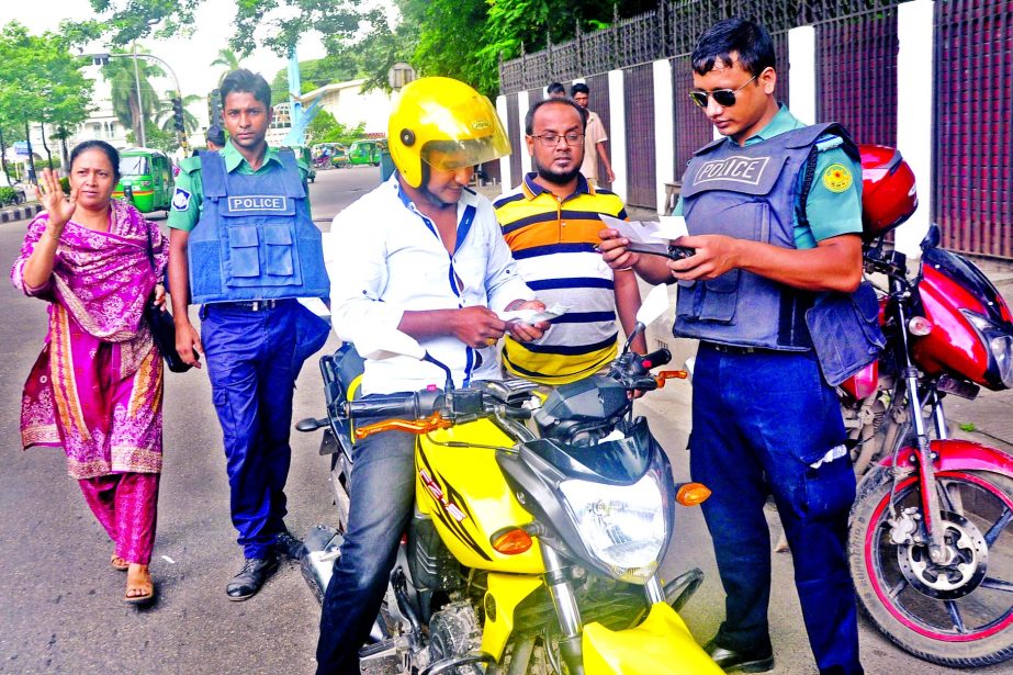 As the vigorous security measures were taken to avert any untoward situation law enforcers searching a motorbikers in front of the residence of Chief Justice in the city on Monday.