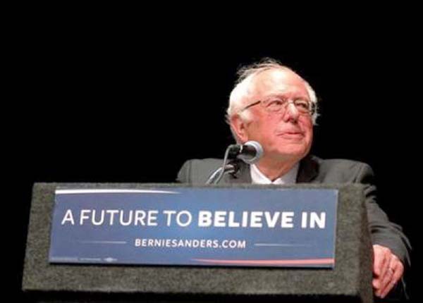 U.S. Democratic presidential candidate and U.S. Senator Bernie Sanders speaks during a campaign stop in Albany, New York.