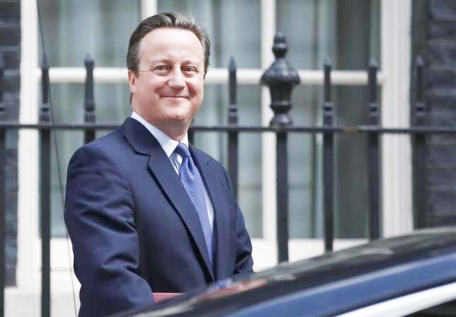Britain's Prime Minister, David Cameron, leaves number 10 Downing Street for his last Prime Minister's Questions in the House of Commons, on his last day in office as Prime Minister, in central London, Britain on Wednesday.