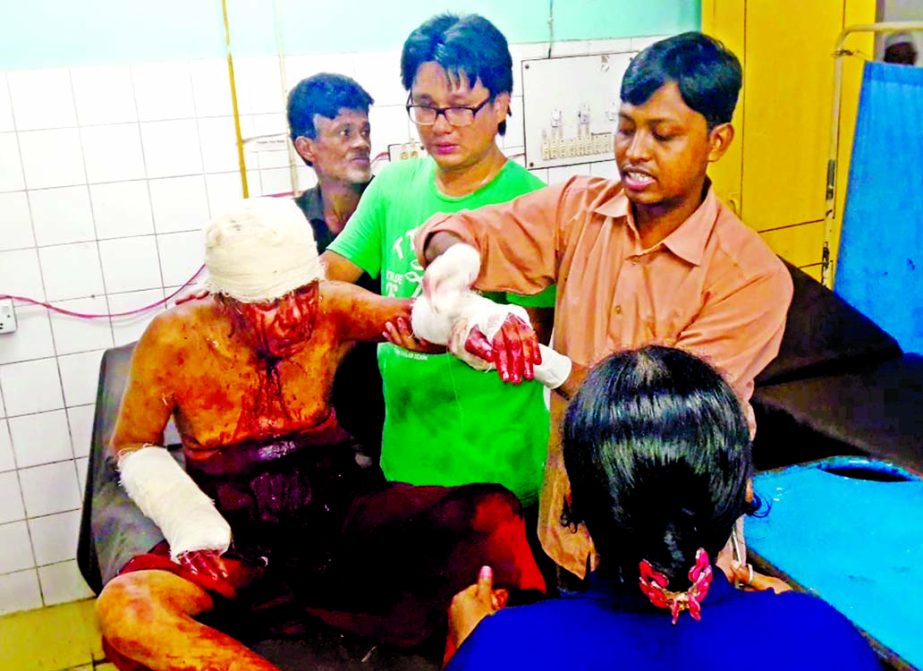 A monk named Open Bita, 75 of a Rakhain Temple was hacked allegedly by another monk indiscriminately over a land dispute at Maillapar in Cox's Bazar on Wednesday.
