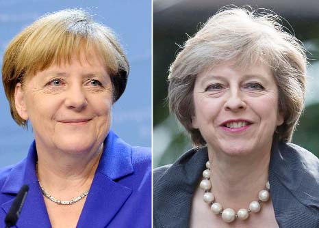 The parallels between new British Prime Minister Theresa May (R) and Germany's Angela Merkel are striking at first glance.