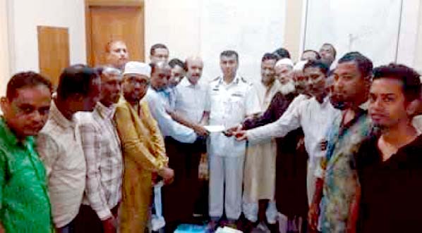 The residents of Ward No.37 and 38 of Chittagong City seen handing over a memorandum to the Chairman of Chittagong Port to remove the embankment over Moheskhal and erecting a switch gate an the estuary of the Moheskhal in port area. The memorandum was g