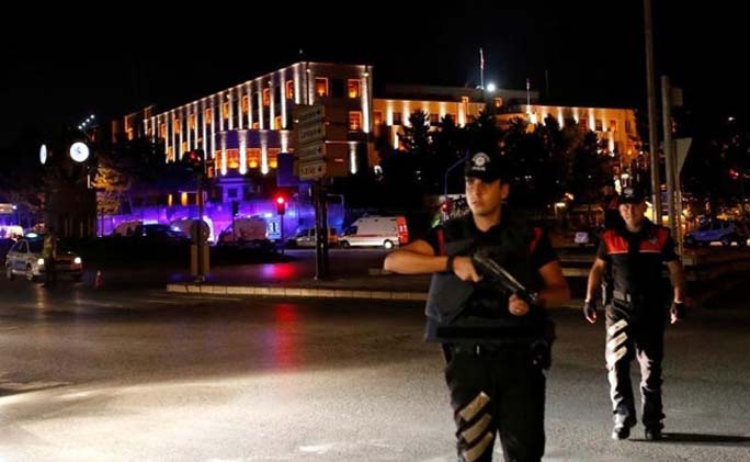 Turkey's police patrolling a street in Ankara.