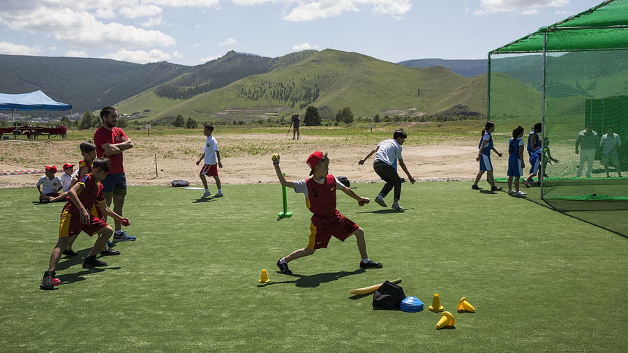 Mongolian and expatriate players take part in a cricket nets session at MACA Mongolian Friendship Cricket Ground in Ulaanbaatar, Mongolia on Saturday. Though the Mongolian Cricket Seed appeal funds have been raised to build the country's first cricket g