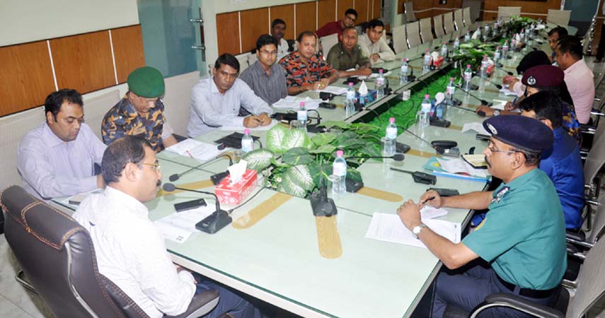 CCC Mayor A J M Nasir Uddin speaking at the coordination meeting with law enforcing agencies over the upcoming Bangladesh Premier Football League at CCC Conference Room on Monday.