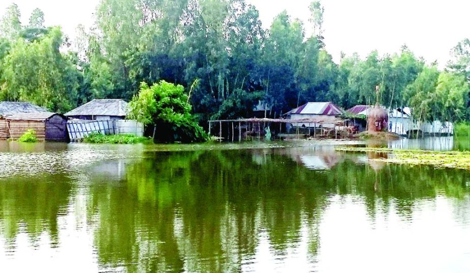 KURIGRAM: Flood situation has worsened in Kurigram as water level of Brahmaputra, Dhalora and Teesta River rises and 50,000 people have been marooned. This picture was taken on Tuesday.