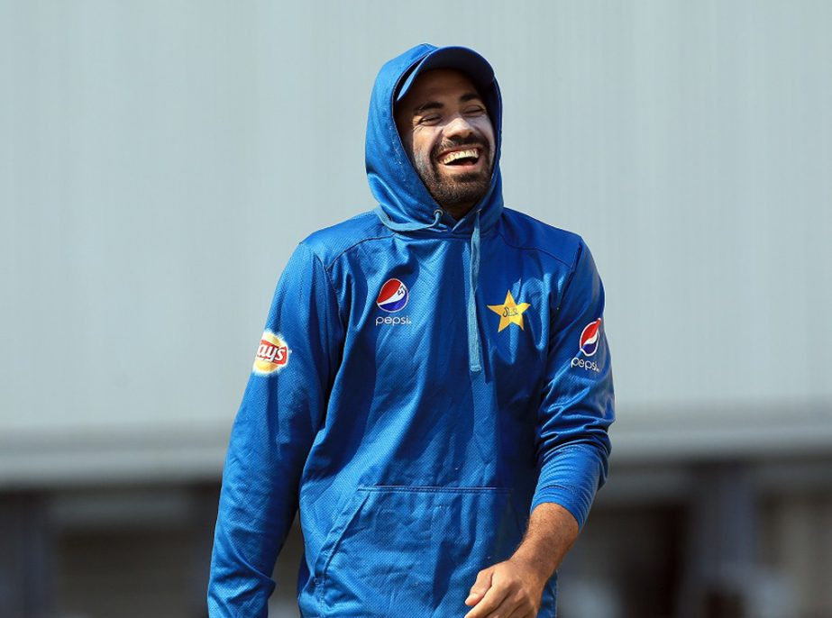Wahab Riaz of Pakistan during net session ahead of the 2nd Investec Test match against England at Old Trafford Cricket Ground in Manchester, England on Wednesday.