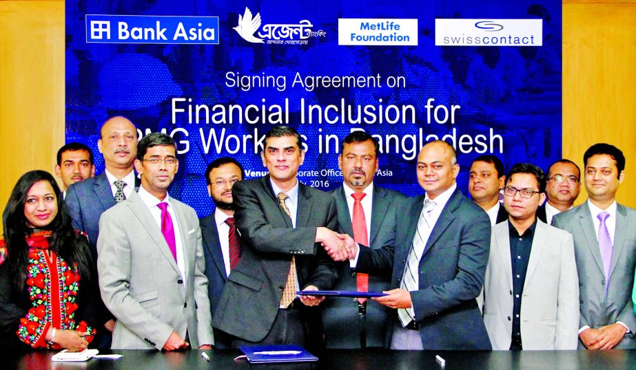 Bank Asia and Swisscontact- an International NGO, signed a Partnership Agreement in the city on Thursday to promote financial inclusion for Ready-Made Garments workers of Bangladesh through Agent Banking channel of the Bank. Adil Raihan, Head of Channel B