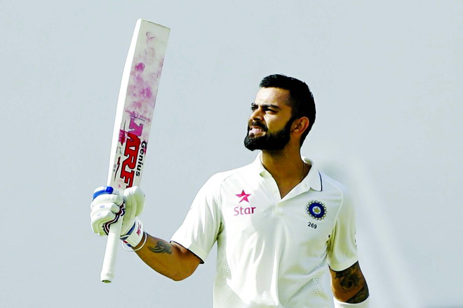 Virat Kohli scored his 12th century on the 1st day of the 1st Test between India and West Indies at Antigua on Thursday.