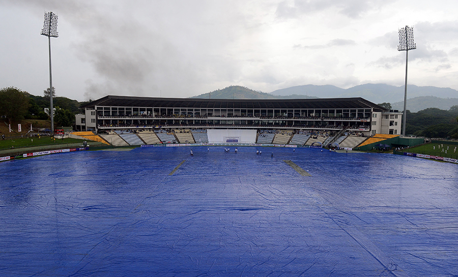 Rain washed off the third session on the opening day of 1st Test between Sri Lanka and Australia at Pallekele on Tuesday.