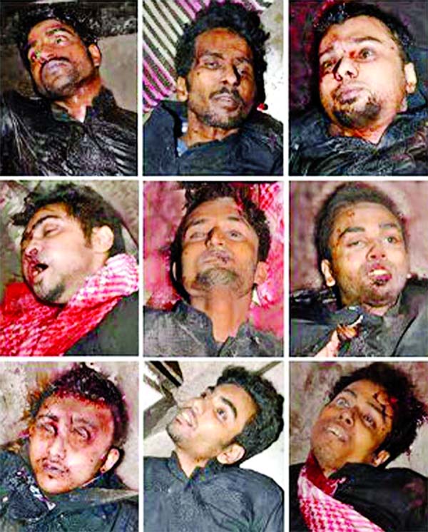 Photographs of nine alleged militants killed in city's Kalyanpur released by DMP.