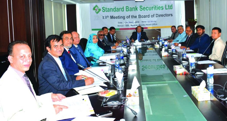 13th meeting of the Board of Directors of Standard Bank Securities Limited held on Wednesday in the city. Presided over by Chairman Kazi Akram Uddin Ahmed, the meeting was attended by the members of the committee Messers S. A. M. Hossain, Ashok Kumar Saha