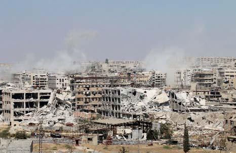 Syrian regime troops cut off supply lines to rebel-held part of Aleppo.