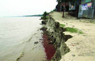 SHARIATPUR: Padma River erosion has taken a serious turn at Jajira point on Sunday.