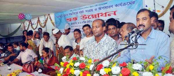 CCC Mayor A J M Naisr Uddin speaking at the inaugural programme of door to door programme of garbage management programme as Chief Guest at Barik Mia High School premises on Monday.