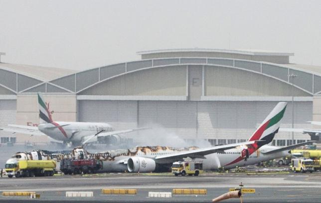 An Emirates Airline flight is seen after it crash-landed at Dubai International Airport, the UAE August 3, 2016. ReutersStringer