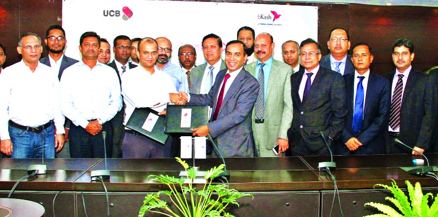 Additional Managing Director of United Commercial Bank Limited (UCB) M. Shahidul Islam and Chief Financial Officer of bKash Moinuddin Mohammed Rahgir signed an agreement on behalf of their respective organizations recently. Managing Director of UCB Muhamm