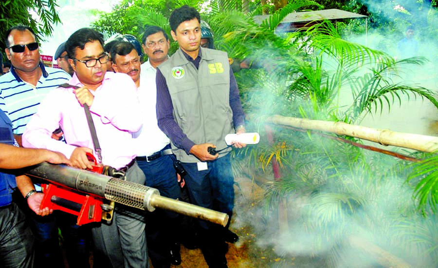 Dhaka South City Corporation Mayor Muhammad Sayeed Khokon led an anti-mosquito drive in city's Dhanmondi area yesterday.