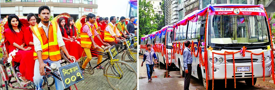 New buses, rickshaws were launched for diplomatic zones of Gulshan, Banani, Baridhara and Niketon areas in the wake of heightened security after recent terror attacks. This photo was taken on Wednesday.